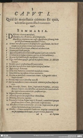 Caput I. Quid sit maiestatis crimen: Et quis, adversus quem illud committat