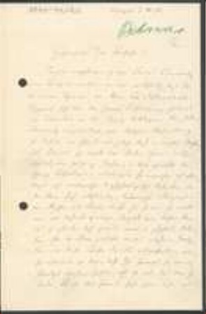 Brief von Wilhelm Julius Behrens an Unbekannt