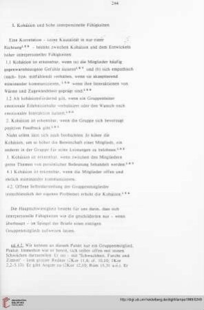 S. Kohäsion und hohe interpersonelle Fähigkeiten