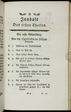 Innhalt Des ersten Theiles.