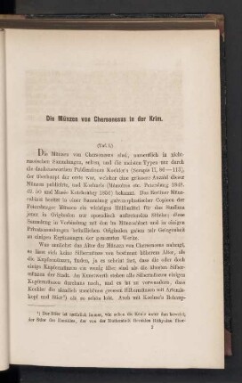 Die Münzen von Chersonesus in der Krim. (Taf. I.)