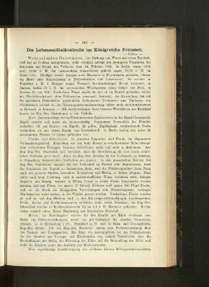 Die Lebensmittelkontrolle im Königreiche Preussen.