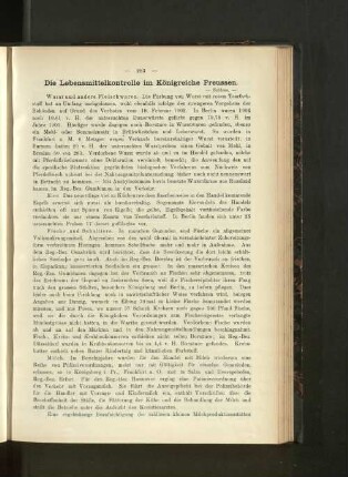 Die Lebensmittelkontrolle im Königreiche Preussen.