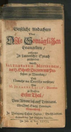 1: Vom Advent biß auff Trinitatis