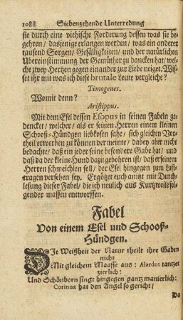 Fabel Von einem Esel und Schooß-Hündgen.