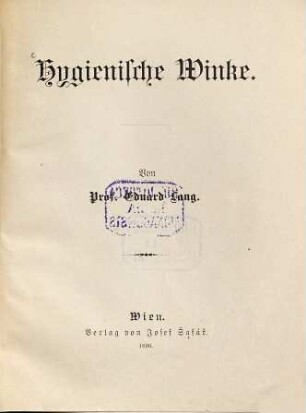 Hygienische Winke