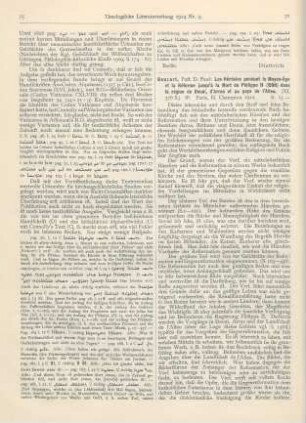 76-77 [Rezension] Beuzart, Paul, Les Hérésies pendant le Moyen-Âge et la Réforme jusqu‘à la Mort de Philippe II (1598) dans la région de Douai, d‘Arras et au pays de l‘Alleu