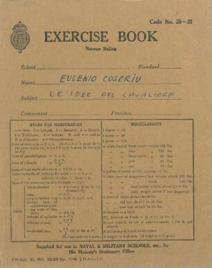 Le idee del cavaliere : Manuskript