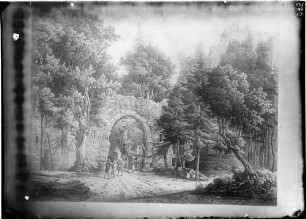 Baden-Baden Altes Schloss - Schloss Hohenbaden Lithographie (19. Jahrhundert)