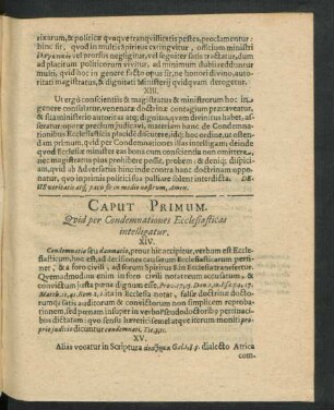 Caput Primum. Quid per Condemnationes Ecclesiasticas intelligatur.