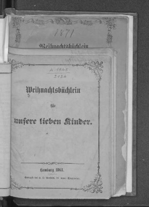 1863: Weihnachtsbüchlein für unsere lieben Kinder