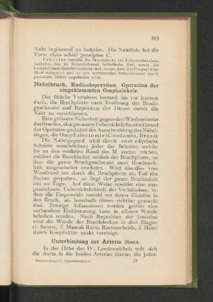 Unterbindung der Arteria iliaca.