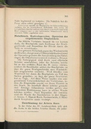 Unterbindung der Arteria iliaca.