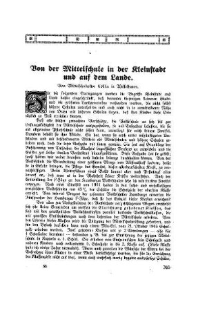 Von der Mittelschule in der Kleinstadt und auf dem Lande