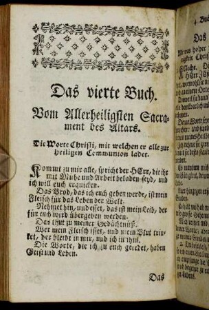 Das vierte Buch. Vom Allerheiligsten Sacrament des Altars.