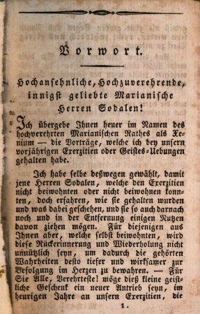 Die Hauptkennzeichen eines wahren Christen : Sechs Vorträge bei den Exerzitien der Kongregation Mariä Verkündigung zu Regensburg im Jahre 1834