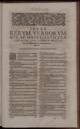 Rerum, Verborumque Ac Materiarum Præcipuarum, Quæ Quinque Hisce Libris Quæstionum Saxionicarum continentur.