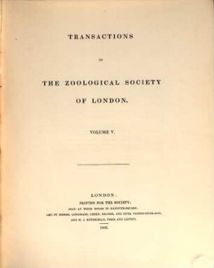 Transactions of the Zoological Society of London. 5. 1866, Pt. 2 - 5