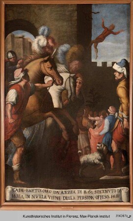 Bilder zum Gedächtnis an Wunder des Gnadenbildes : Maria Annunziata schützt den stürzenden Bartolomeo