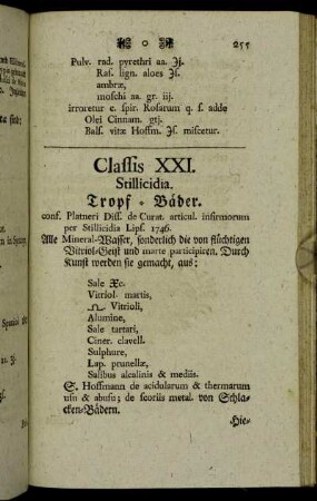 Classis XXI. Stillicidia. Tropf-Bäder.