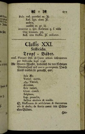 Classis XXI. Stillicidia. Tropf-Bäder.