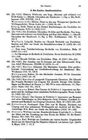 8. Die Staufer. Quellenschriften