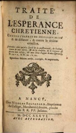 Traité de l'Esperance chretienne