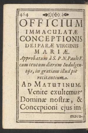 Officium Immaculatae Conceptionis Deiparae Virginis Mariae
