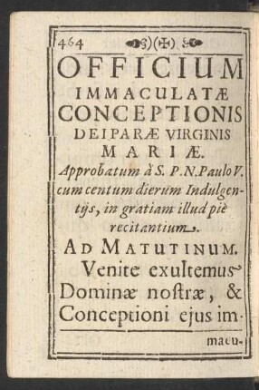 Officium Immaculatae Conceptionis Deiparae Virginis Mariae
