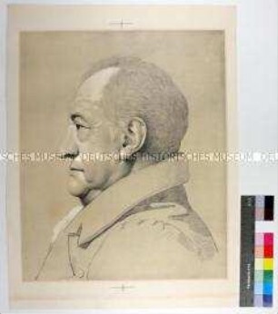 Nachdruck des Porträts des Schriftstellers und Ministers Johann Wolfgang von Goethe nach einer Kreideskizze von Ferdinand Jagemann (1817)
