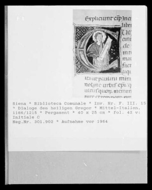 Dialoge des heiligen Gregor — Initiale C, Folio fol. 42 v