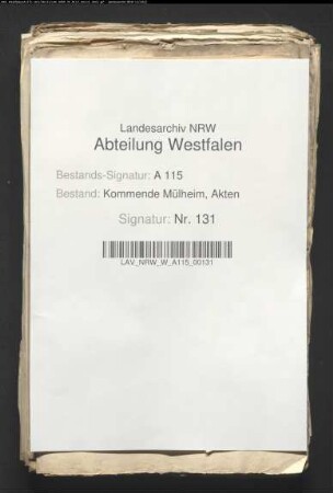 Prozeß Kommende Mülheim [contra] v. Hoerde zu Eringerfeld wegen des Hauses Waldenburg.