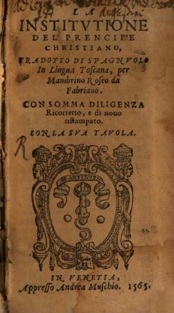 Institutione del Prencipe christiano
