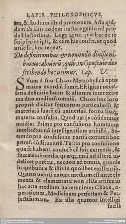 De definitionibus & nonnullis divisionibus vocabuloru, quib. in Opusculo describendo hoc utimur. Cap. V.