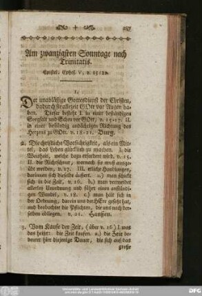 Am zwanzigsten Sonntage nach Trinitatis. Epistel, Ephes. V, v. 15 - 21.