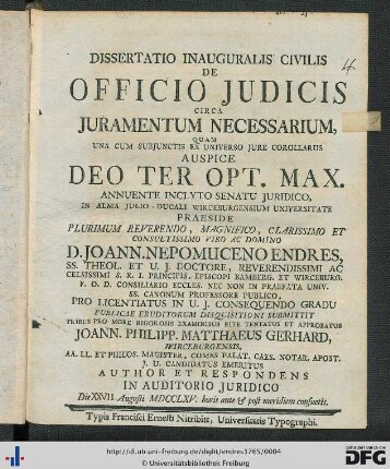 Dissertatio Inauguralis Civilis De Officio Judicis Circa Juramentum Necessarium