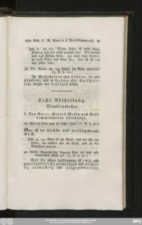 I. Von Gott, Gottes Wesen und Vollkommenheiten überhaupt.