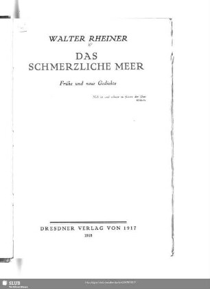 Das schmerzliche Meer : Frühe und neue Gedichte