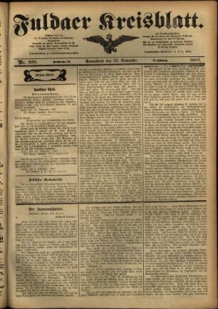 Erste Ausgabe vom Samstag, den 23. November 1907.