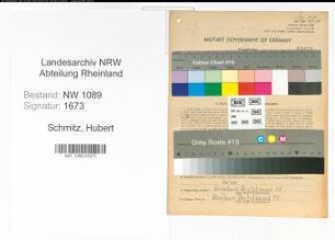 Entnazifizierung Hubert Schmitz , geb. 03.02.1905 (Brandmeister)