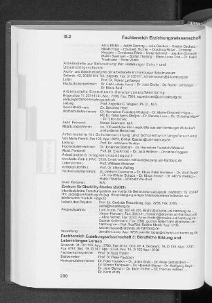 Fachbereich Erziehungswissenschaft 3: Berufliche Bildung und Lebenslanges Lernen