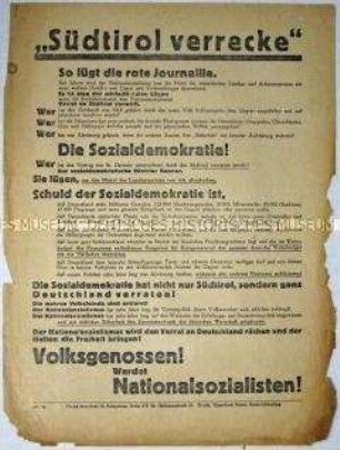 Flugblatt der NSDAP gegen Sozialdemokratie und Aufruf zum Beitritt