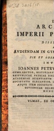 De arcanis imperii pignoribus