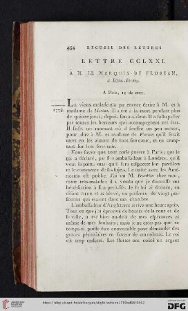 (Lettre CCLXXI - CCLXXV)