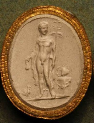 Stehender Merkur neben einem bekrönten Altar (Daktyliothek, Erstes Mythologisches Tausend)