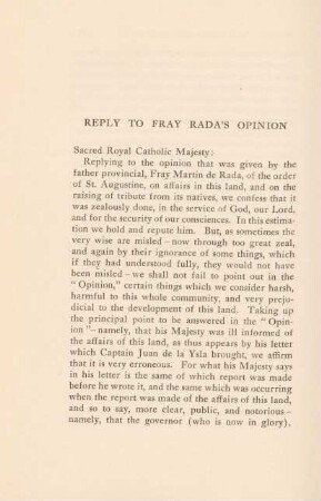 Reply to Fray Rada's opinion