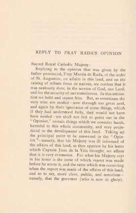 Reply to Fray Rada's opinion