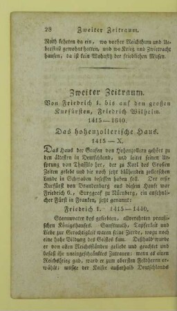 Zweiter Zeitraum. Von Friedrich 1. bis auf den großen Kurfürsten, Friedrich Wilhelm. 1415 - 1640