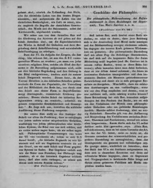 Carriere, M.: Die philosophische Weltanschauung der Reformationszeit in ihren Beziehungen zur Gegenwart. Stuttgart, Tübingen: Cotta 1847 (Beschluss von Nr. 256)