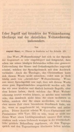 84-147 Ueber Begriff und Grundriss der Weltanschauung überhaupt und der christlichen Weltanschauung insbesondere